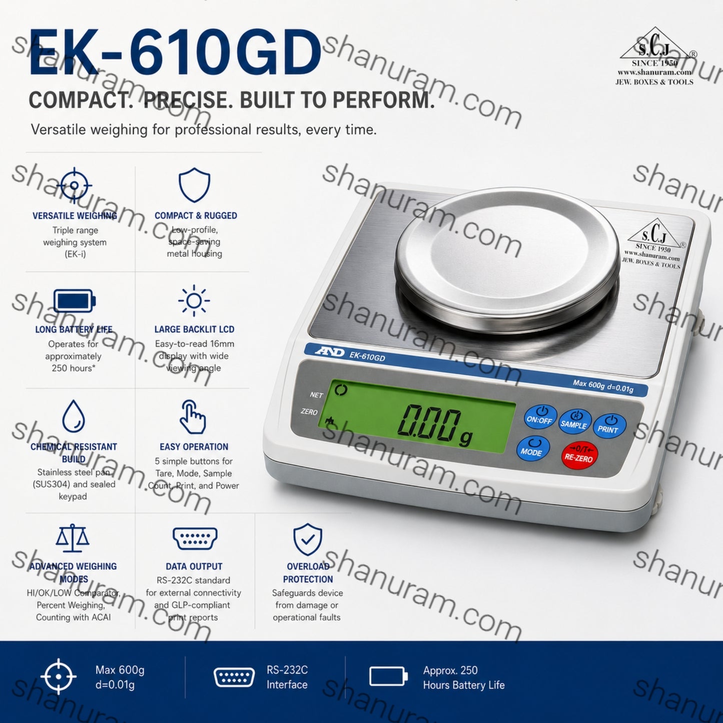 A&D Digital Precision Weighing Scale EK-610GD – 600g x 0.01g for Jewelry & Laboratory Use
