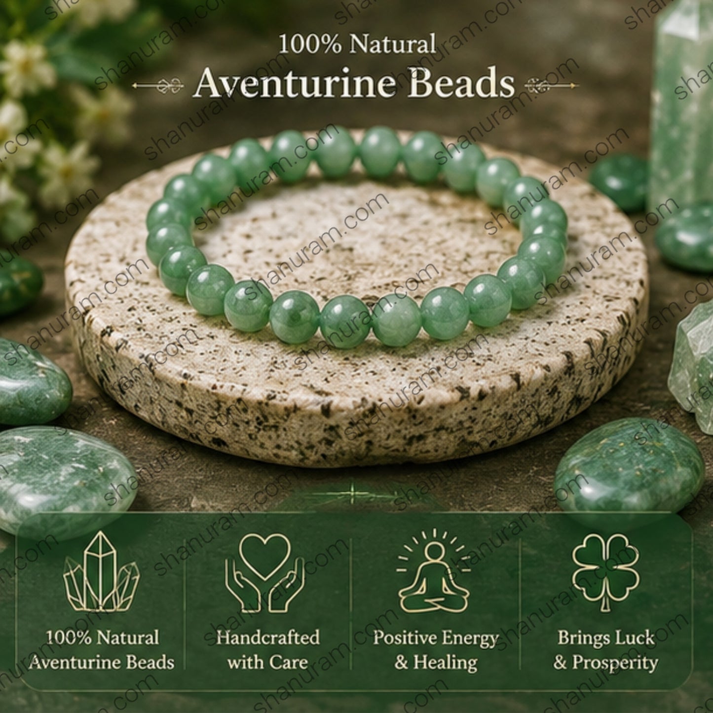 Natural Green Aventurine Bracelet – Luck, Prosperity & Positive Energy Crystal Beaded Bracelet