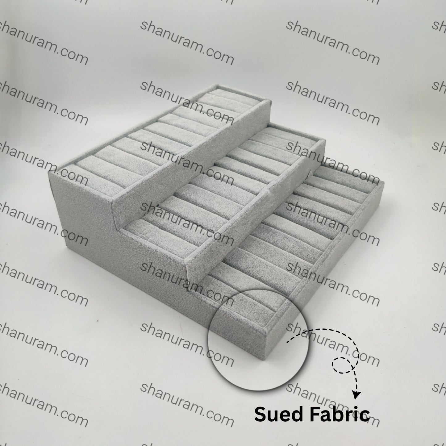 Gray Sued Bracelet Ring Jewelry Box