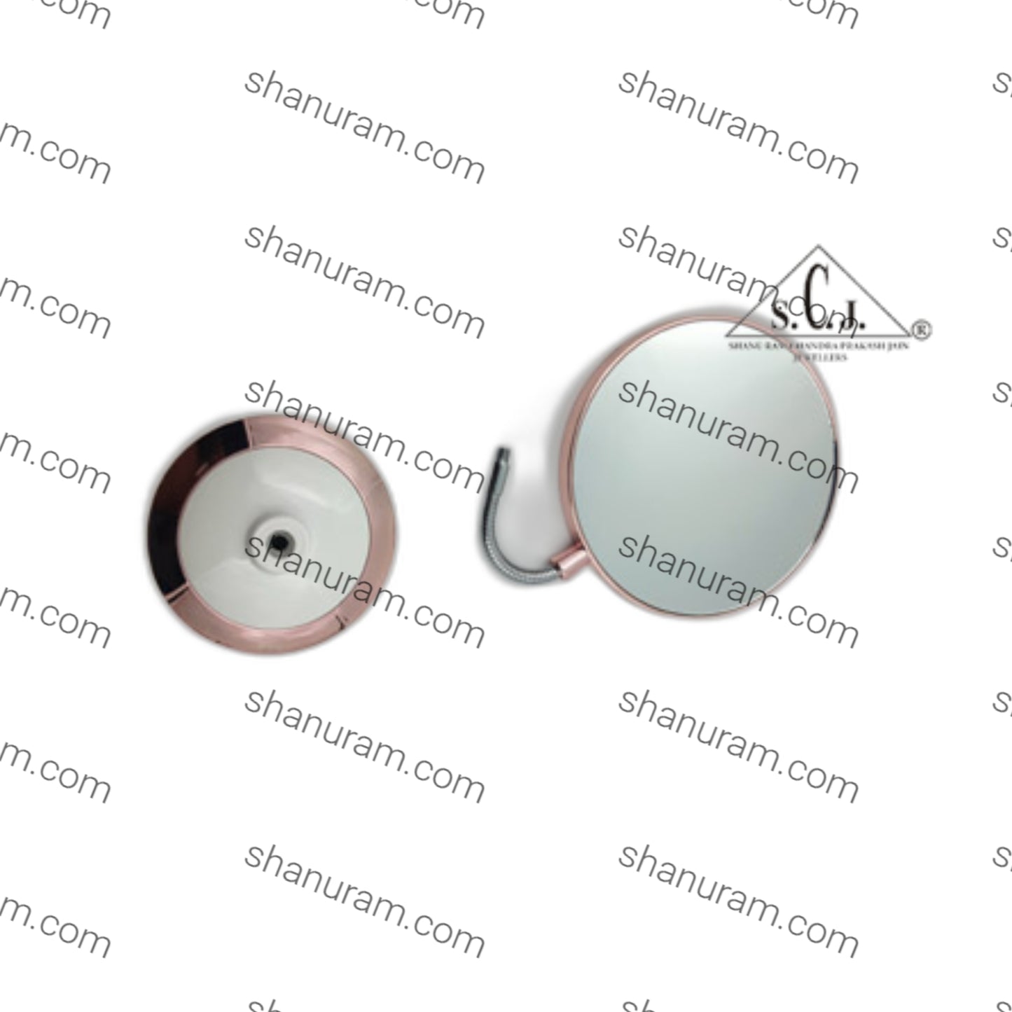 SCJ Flexible Body Magnifying Double-Sided Standing Makeup Mirror White Rose Gold