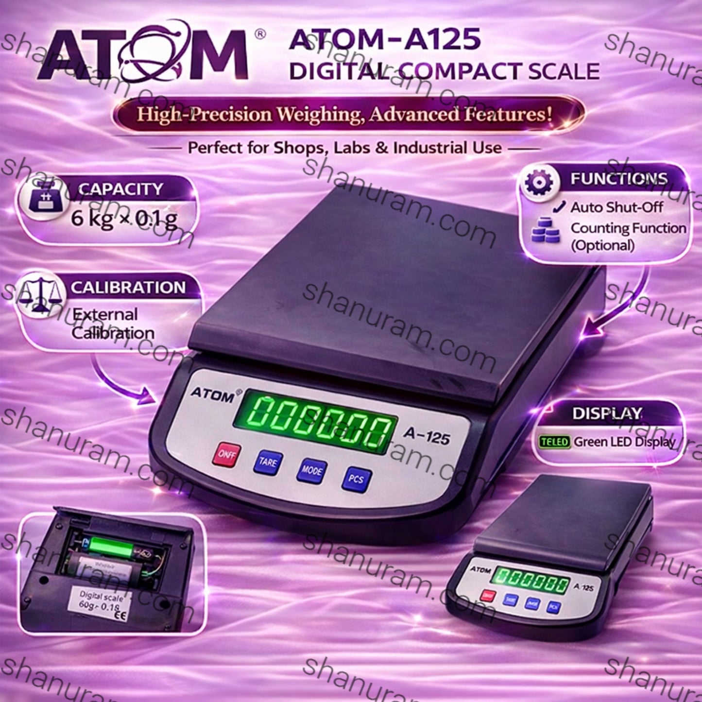 Atom-A125 Digital Compact Scale 6kg × 0.1g