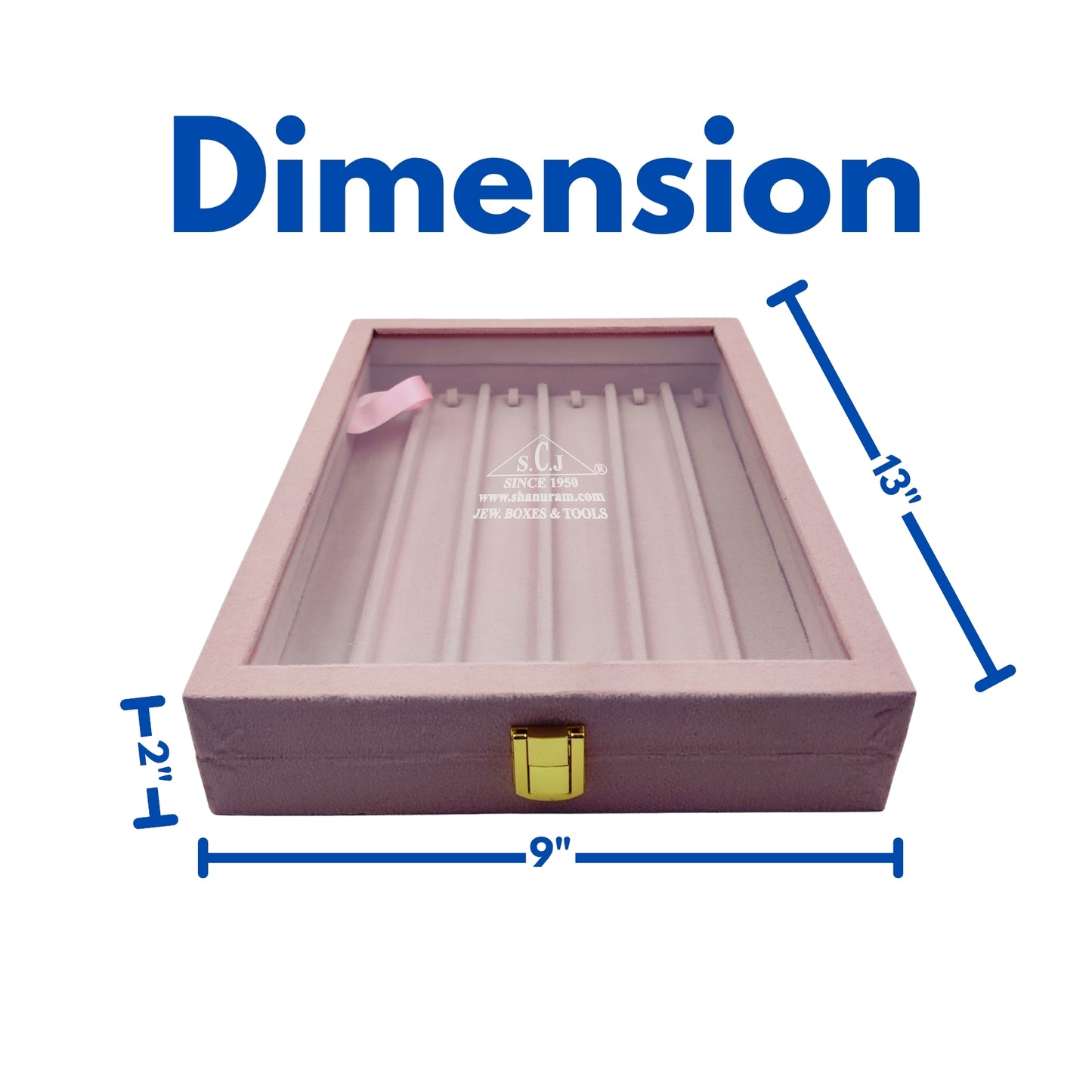 Pink Suede Fabric Chain Jewellery Display Stock Box