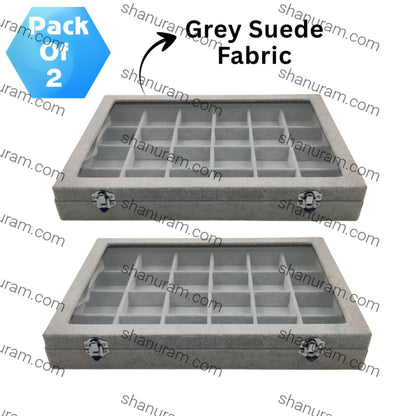 Pack of 2 – 24-Grid Jewellery Storage Display Boxes | Multi-Compartment Jewelry Organizer