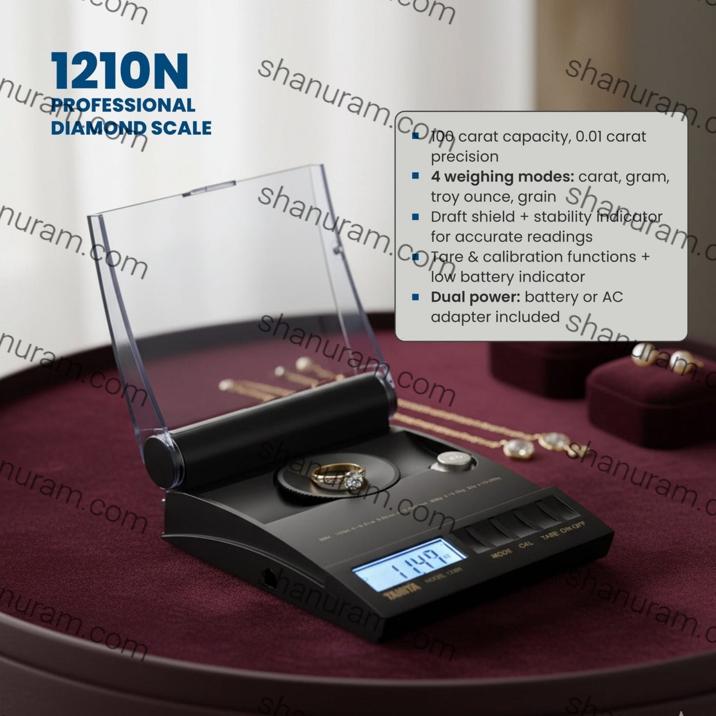 Tanita 1210N Digital Jewellery Scale – 20g x 0.002g | High-Precision Carat & Gram Weighing Scale