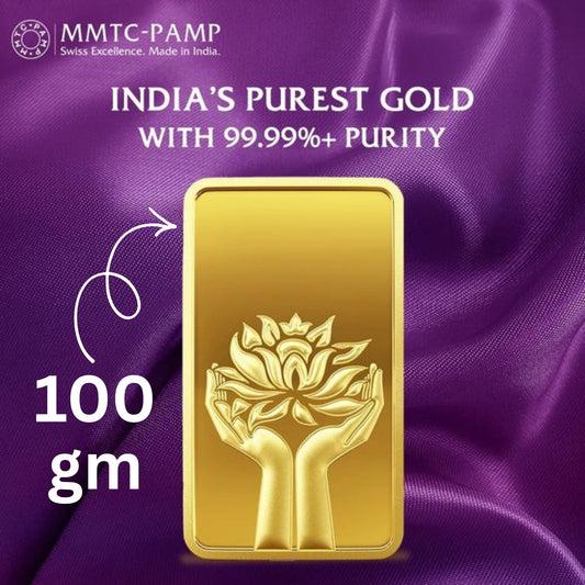 Lotus 24k (999.9) 100 gm Gold Bar