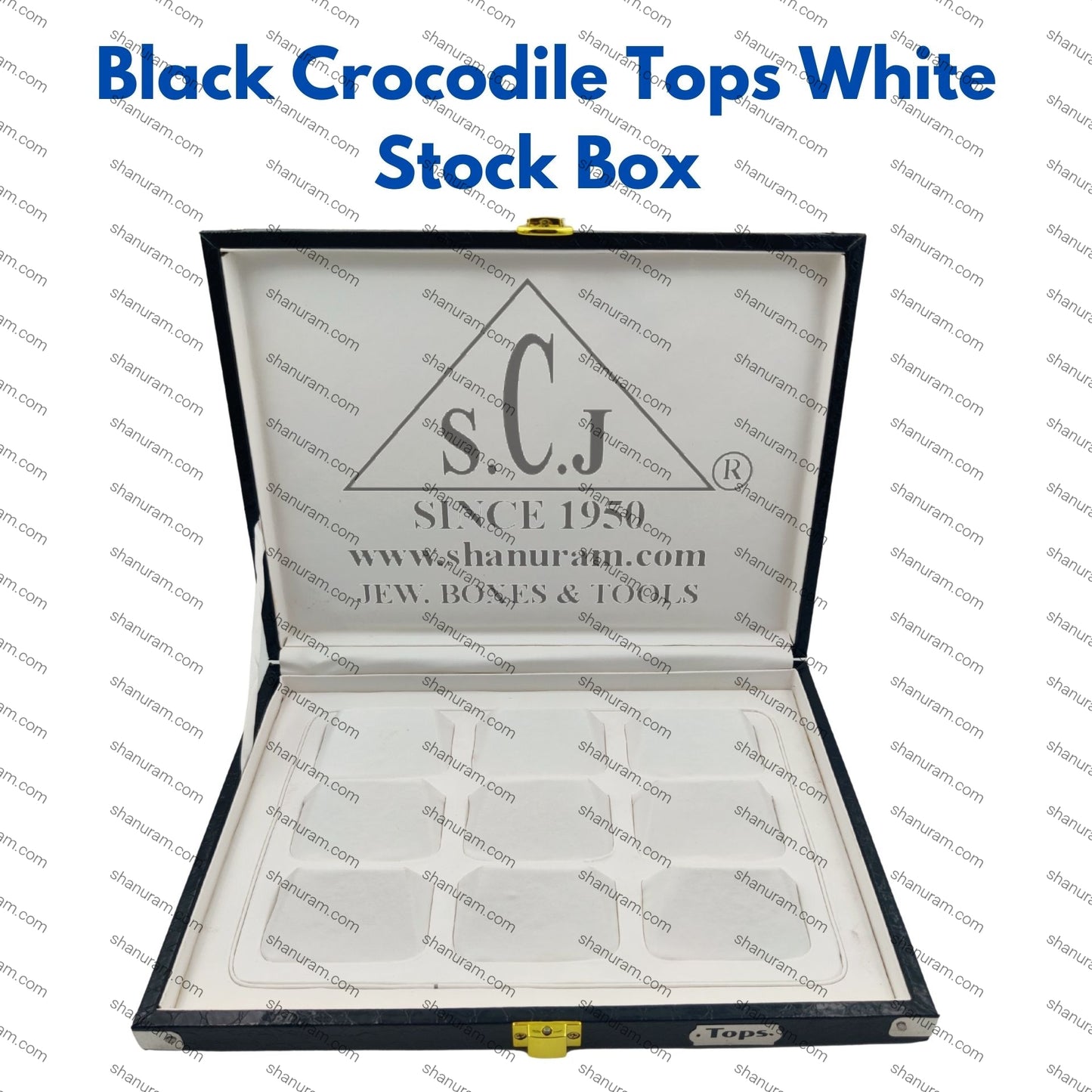 Pack of 2 Black Crocodile Tops White Stock Box | Imported PU Leather Jewellery Stock Display Box | 11 x 8 x 1.5 Inch