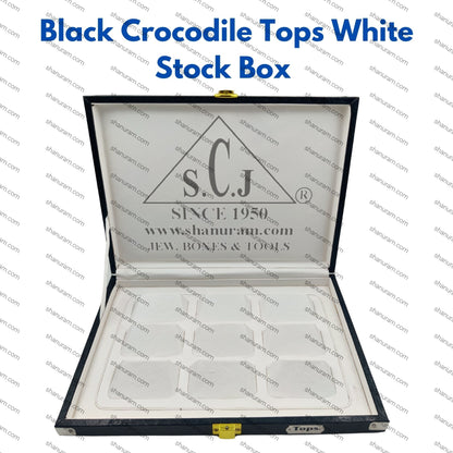 Pack of 2 Black Crocodile Tops White Stock Box | Imported PU Leather Jewellery Stock Display Box | 11 x 8 x 1.5 Inch