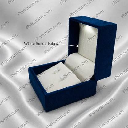 Blue Cuthley Tops Jewelry Box | Premium Velvet Earring Gift Box with White Suede Interior | 3×3×2 Inch