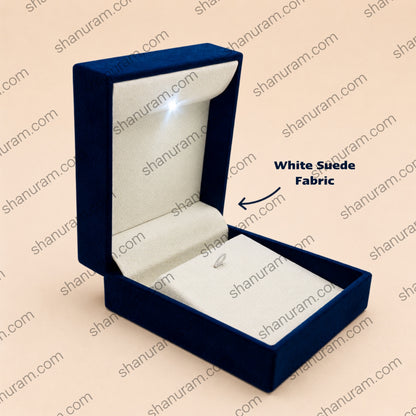Cuthely Small Pendant Jewelry Box | Premium Blue Velvet Gift Box with Soft White Suede Interior | 4 x 4 x 2 Inch
