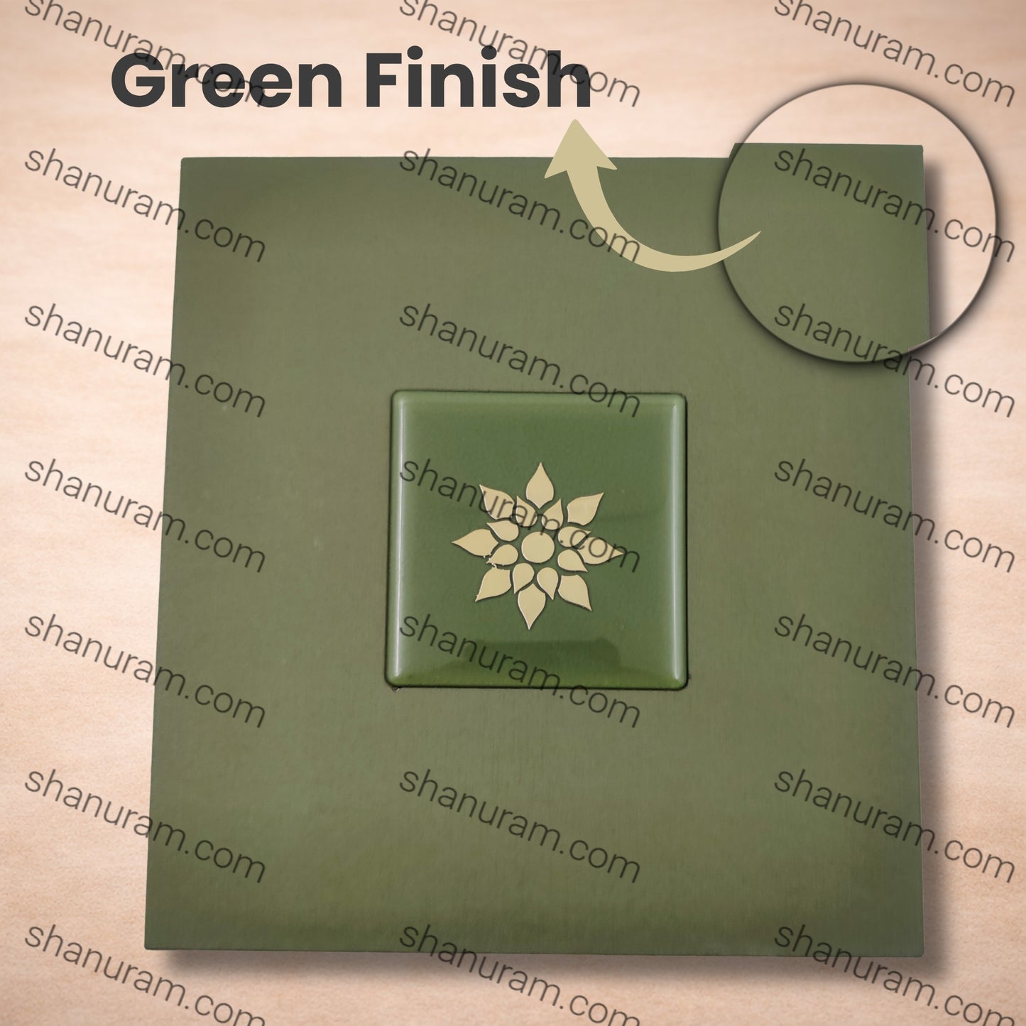 Premium Green Finish Large Necklace Jewellery Box with Cream Suede Interior