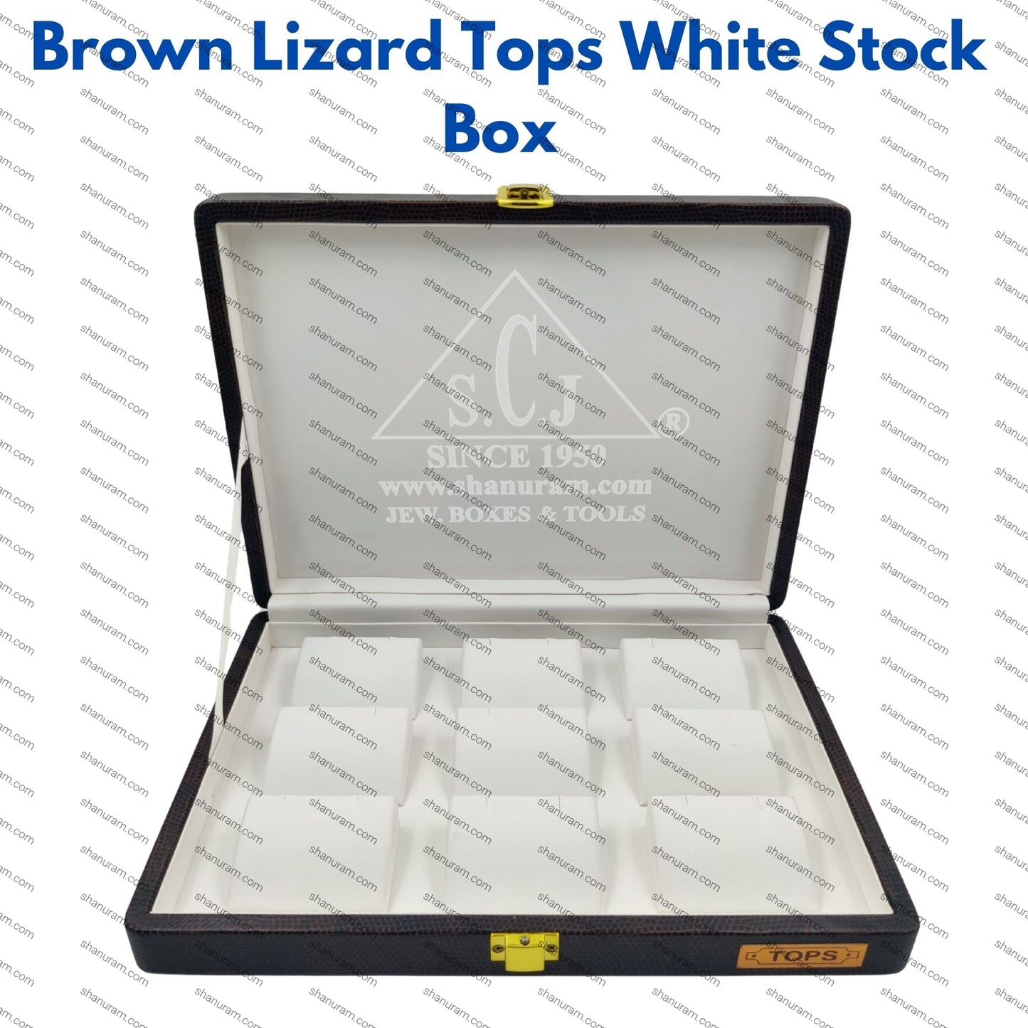 Pack of 2 Brown Lizard Tops White Stock Box | Tops & Earrings Jewelry Storage Box | 11 x 8 x 2 Inch Premium Jewelry Box