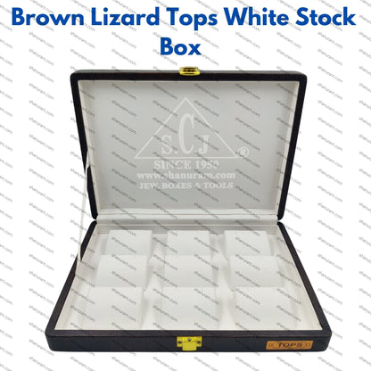 Pack of 2 Brown Lizard Tops White Stock Box | Tops & Earrings Jewelry Storage Box | 11 x 8 x 2 Inch Premium Jewelry Box