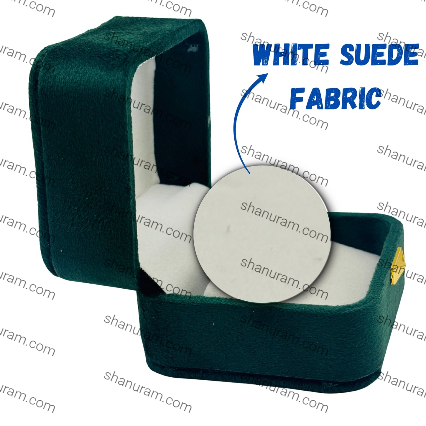 Premium Green Velvet LED Earring & Tops Box with White Suede Interior