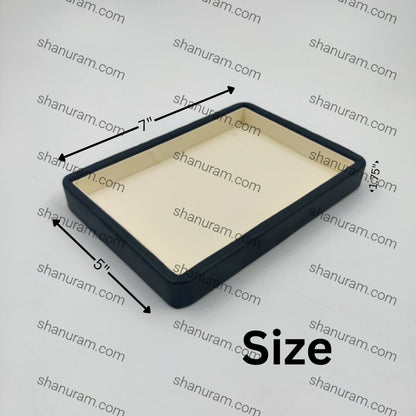 Medium Black Rexine with inside Cream Rexine Tray