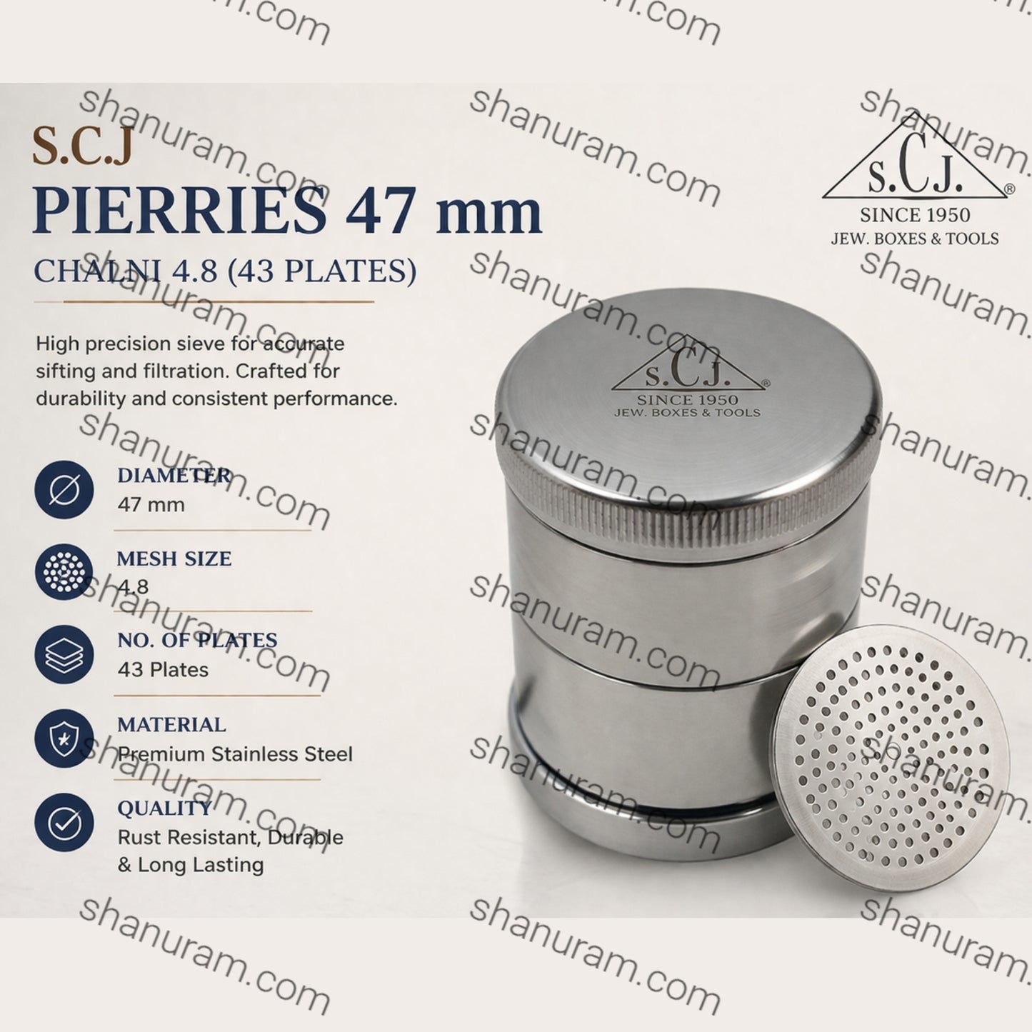 S.C.J Pierries 47 mm chalni 4.8(42 plates)