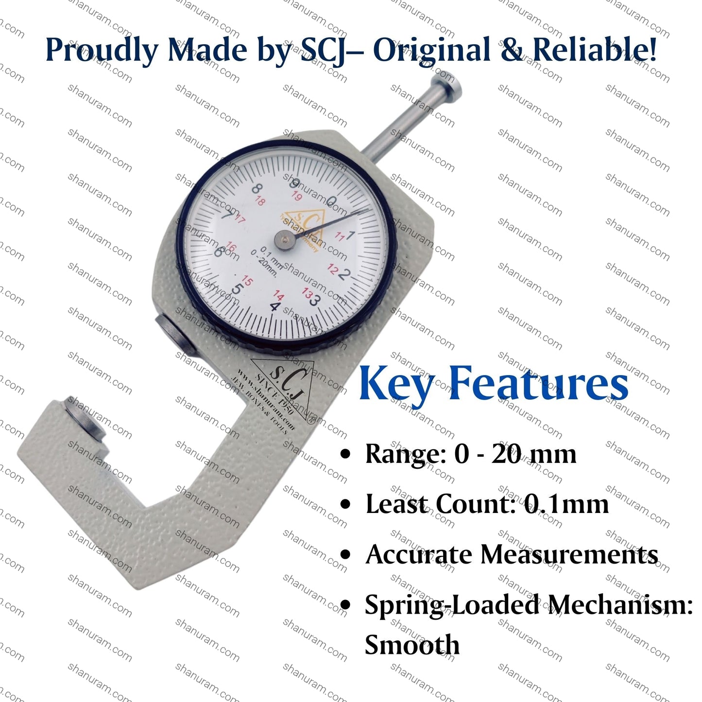 SCJ Dial Thickness Gauge 0-20mm