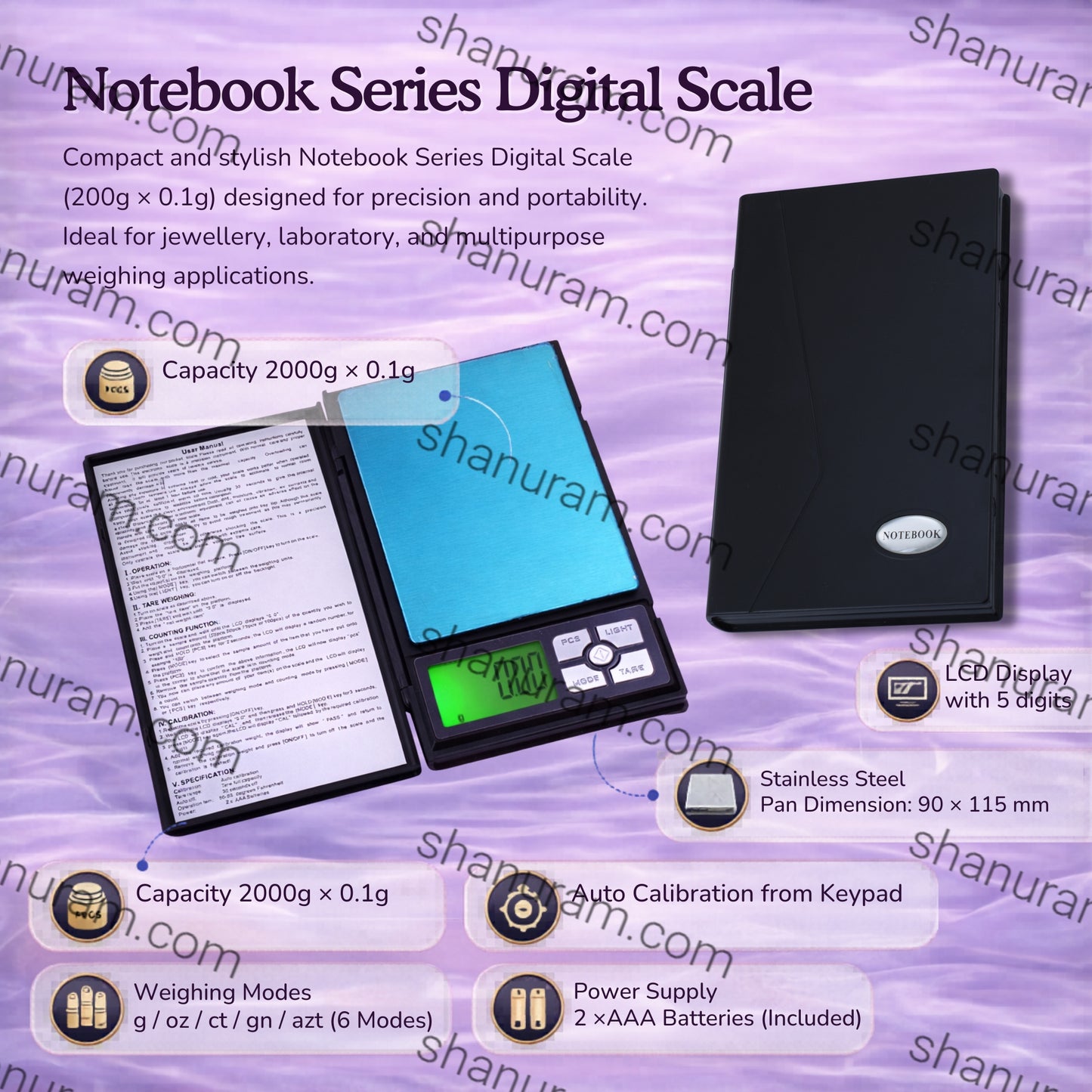 Notebook Series Digital Scale 2000g × 0.1g