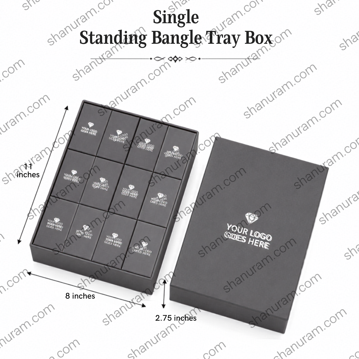 Single Standing Bangle Tray Box | 12 Slot Hard Cardboard Jewelry Storage & Display Tray | Custom Logo Packaging