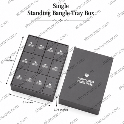 Single Standing Bangle Tray Box | 12 Slot Hard Cardboard Jewelry Storage & Display Tray | Custom Logo Packaging
