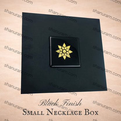 Premium Black Finish Small Necklace Box with Black Suede Interior