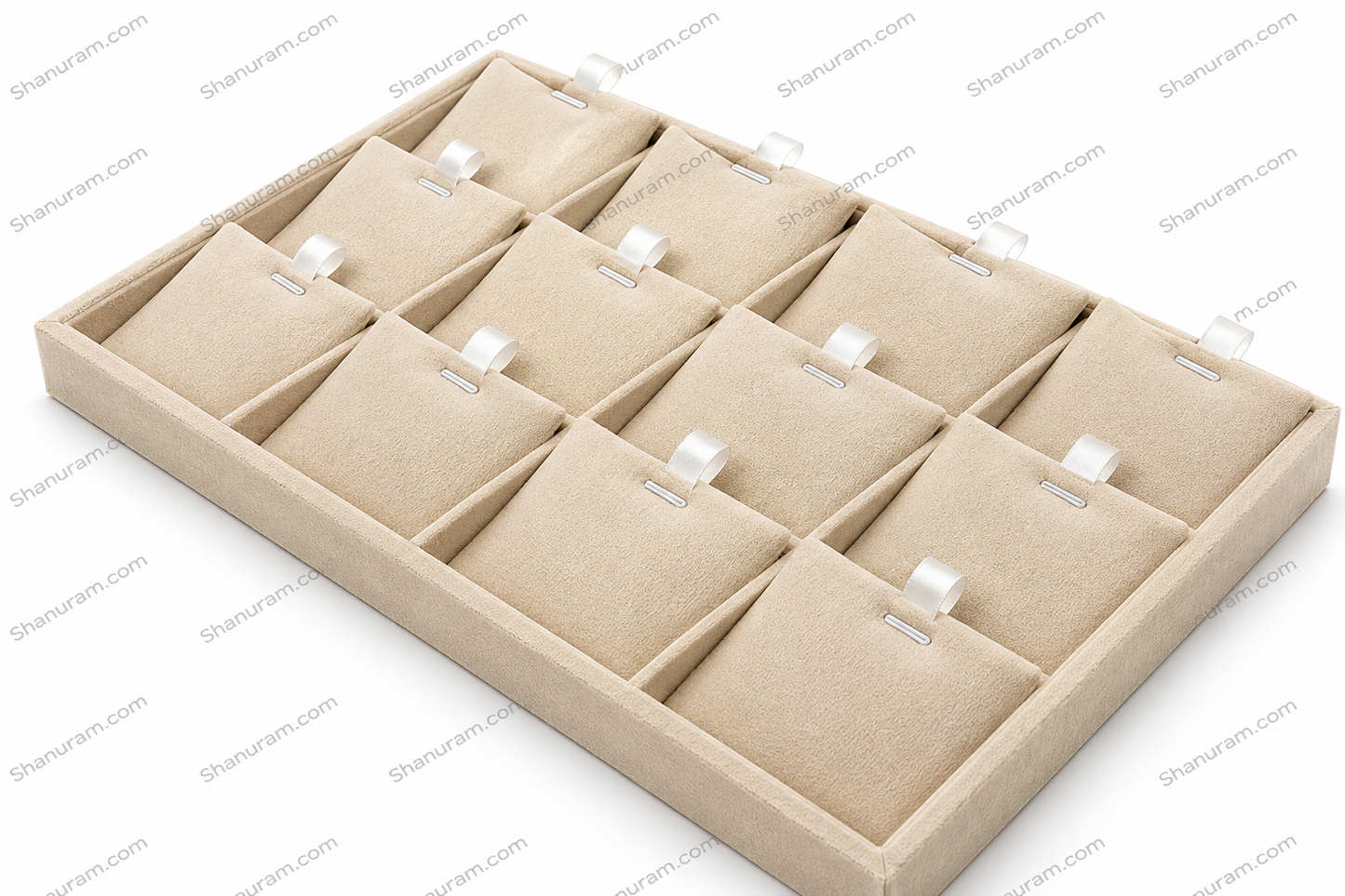 SCJ Suede Pendant Display Tray – 12 Slot Jewellery Pendant Organizer Tray | 14 x 10 Inch