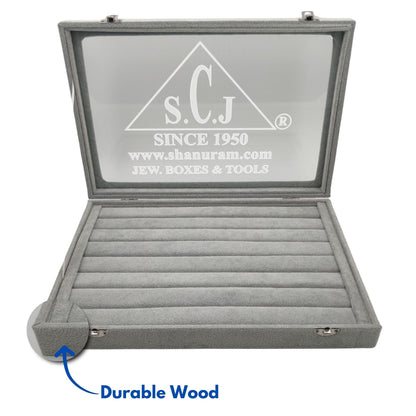 Grey Suede Fabric Ring Stock Display Box | Jewellery Stock Display Box | Ring Display Box