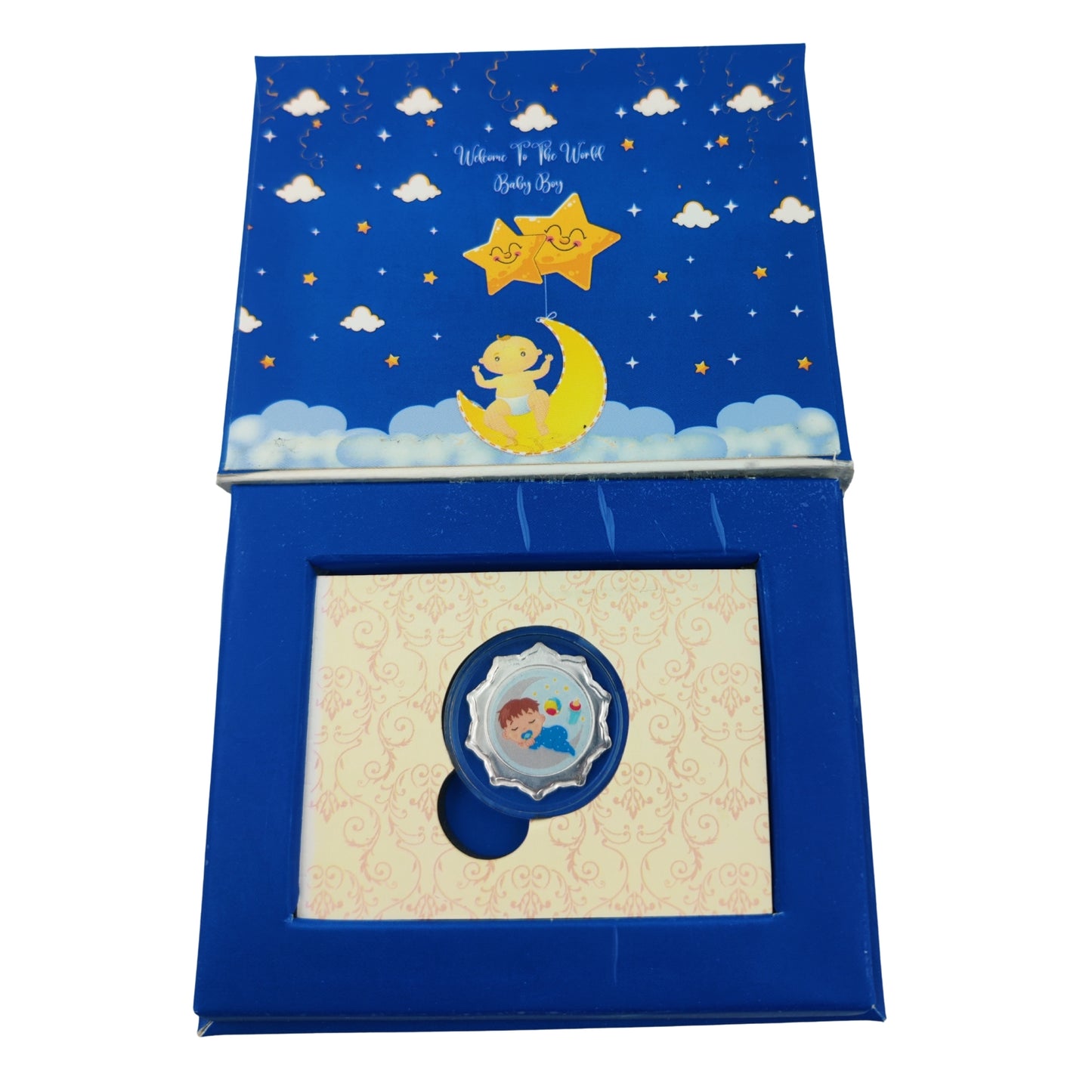 1 Gram Pure Silver Gift Coin in Premium Baby-Themed Hard Cardboard Box