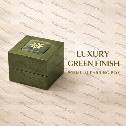 SCJ Luxury Green Earring Box – Premium Velvet Jewellery Earring Storage Box
