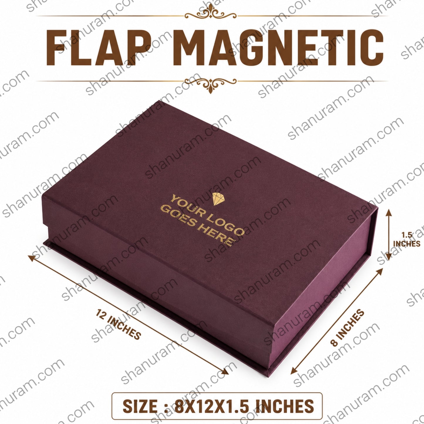Premium Magnetic Haram Jewelry Box with Custom Logo | Hard Cardboard Gift Packaging Box | 8 x 12 x 1.5 Inches