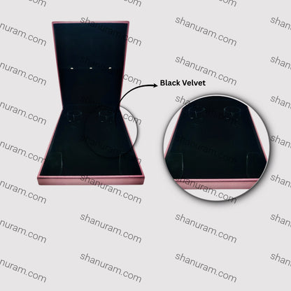 Leather Type Marble Polish Black Velvet Rani Necklace (Haar) Set LED Light Box