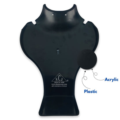 Necklace Plastic Black Display Stand, 12" inch