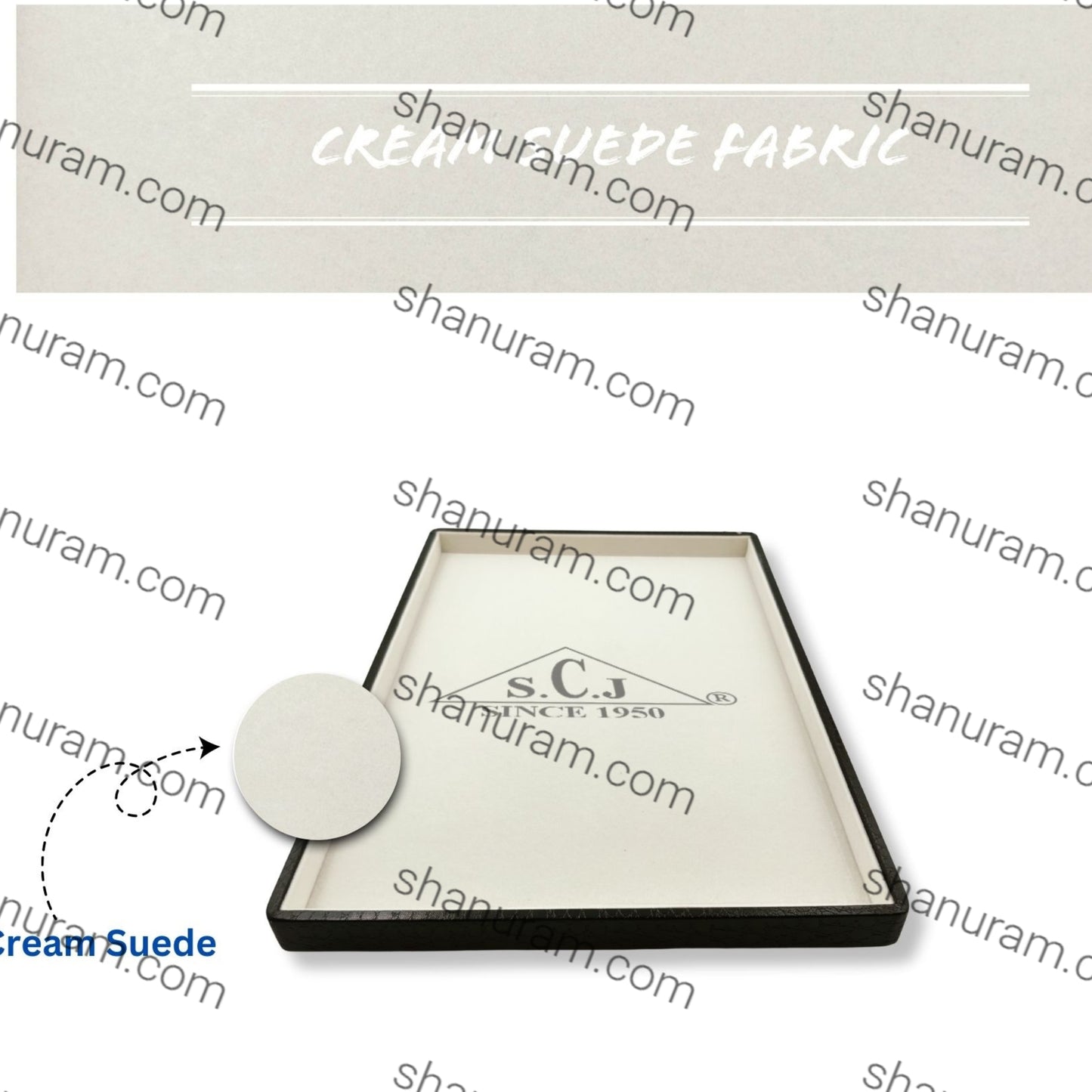 Crocodile Cream Suede Fabric Jewellery Display Tray(Large)