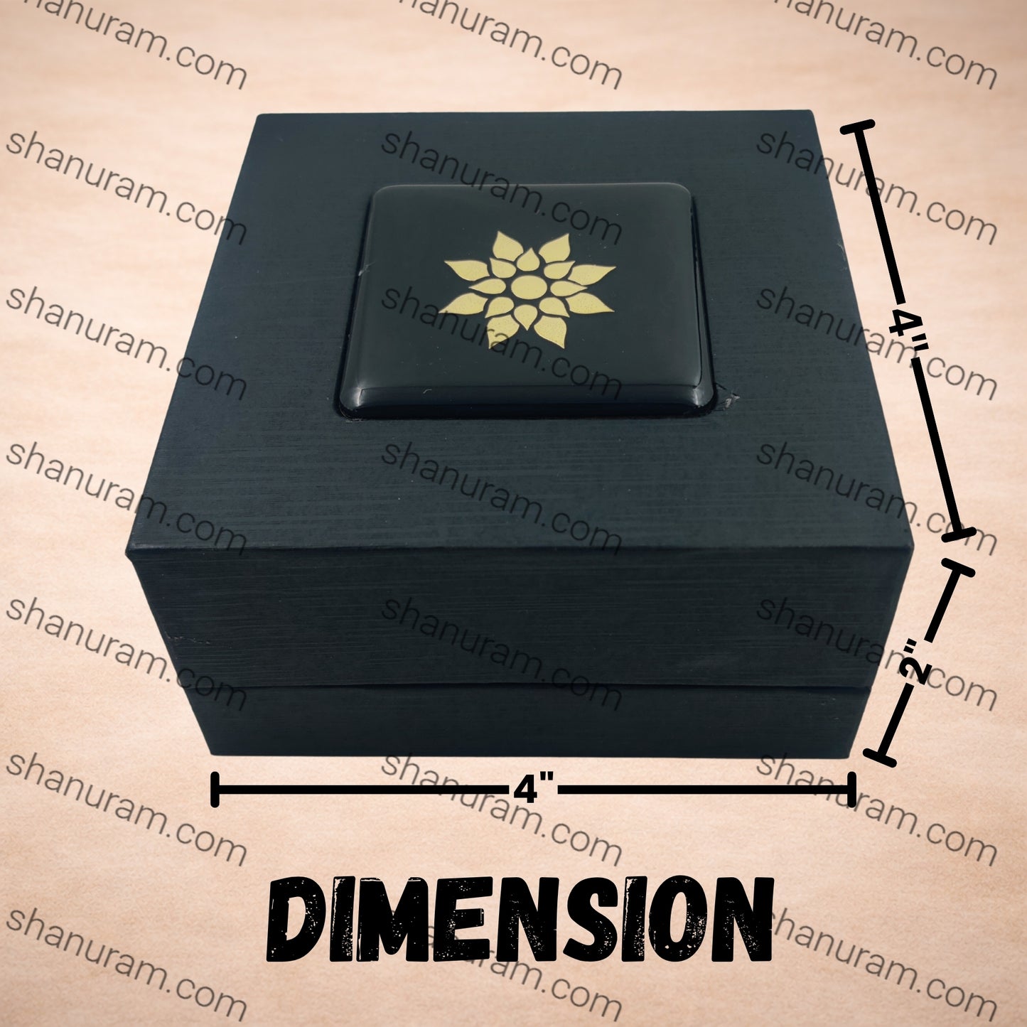 Premium Black Finish Pendant Box with Velvet Interior (4x4x2 Inch)