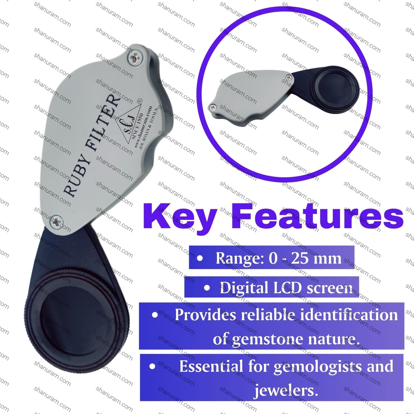 SCJ Foldable Ruby Filter for Emerald & Gemstones Jewellery Identification Tool