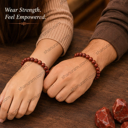 Natural Red Jasper Bracelet – Healing Crystal Beaded Bracelet for Strength, Courage & Protection