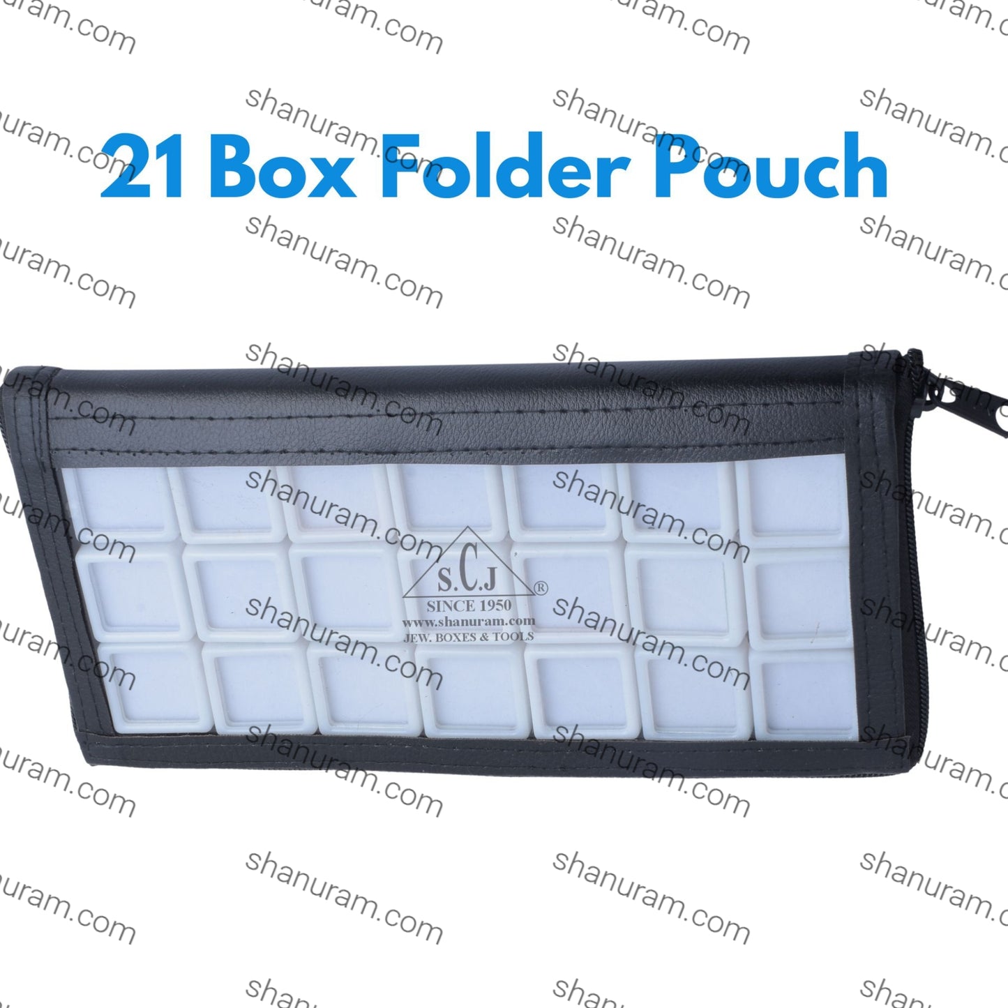 Jewelry bag display carry bag for 21 pcs of glass top 3x3 cm size box with cover zipper | 21 Box Folder Pouch