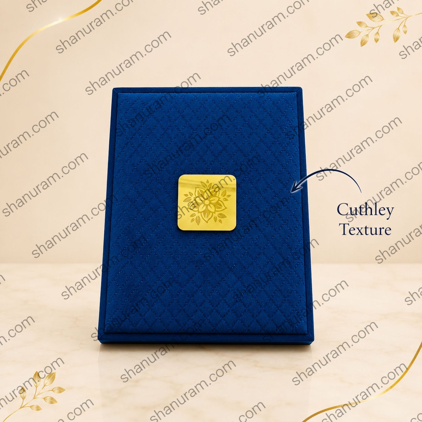 Blue Cuthely Large LED Necklace Box – Premium Blue Velvet Jewelry Gift Box with White Suede Interior (12 × 8 × 2 Inch)