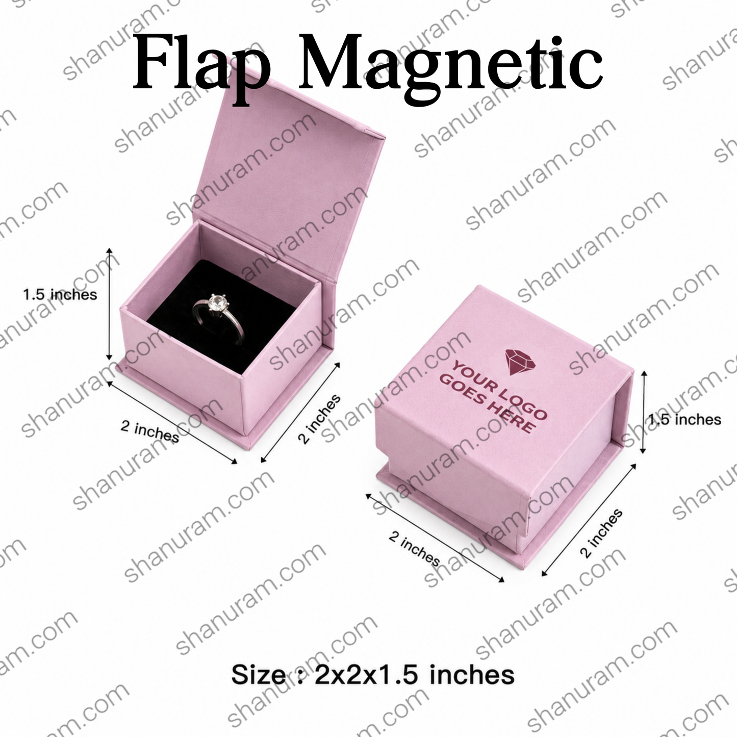 Custom Ring Box 2x2x1.5 Inches | Magnetic Flap & Slider Jewellery Packaging Box | Custom Logo Ring Gift Box