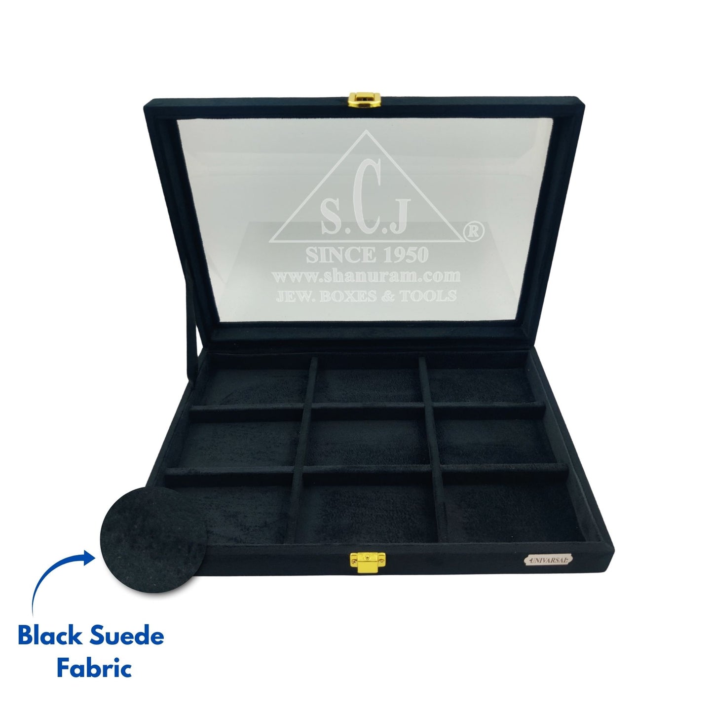 9-Grid Black Suede Universal Stock Display Box | Universal Storage Display Box | Universal Stock Display Box