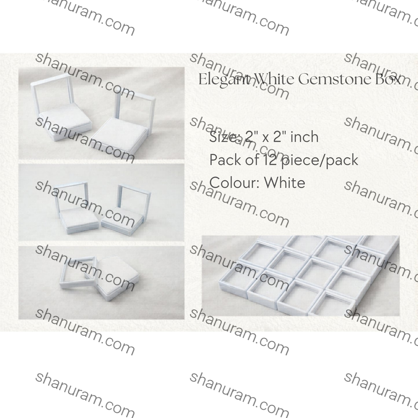 Gem Stone Box White 12 piece/pack 2*2 (inch)
