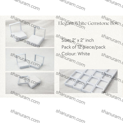 Gem Stone Box White 12 piece/pack 2*2 (inch)