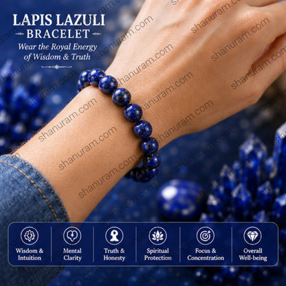 Natural Lapis Lazuli Bracelet – Wisdom, Intuition, Truth & Protection Crystal Beaded Bracelet
