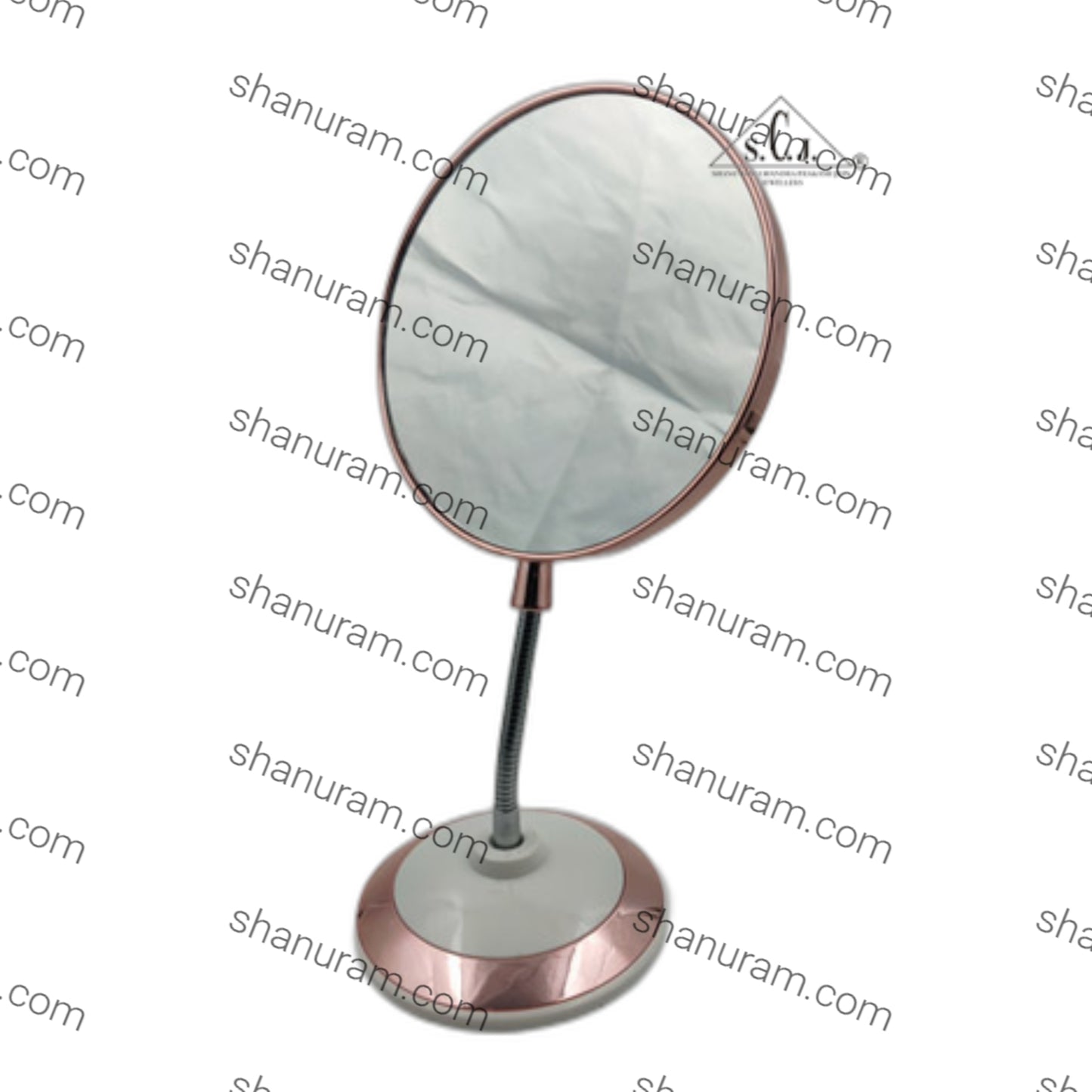 SCJ Flexible Body Magnifying Double-Sided Standing Makeup Mirror White Rose Gold