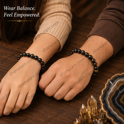 Natural Banded Agate Bracelet – Black Agate Stone Bracelet for Strength, Balance & Protection
