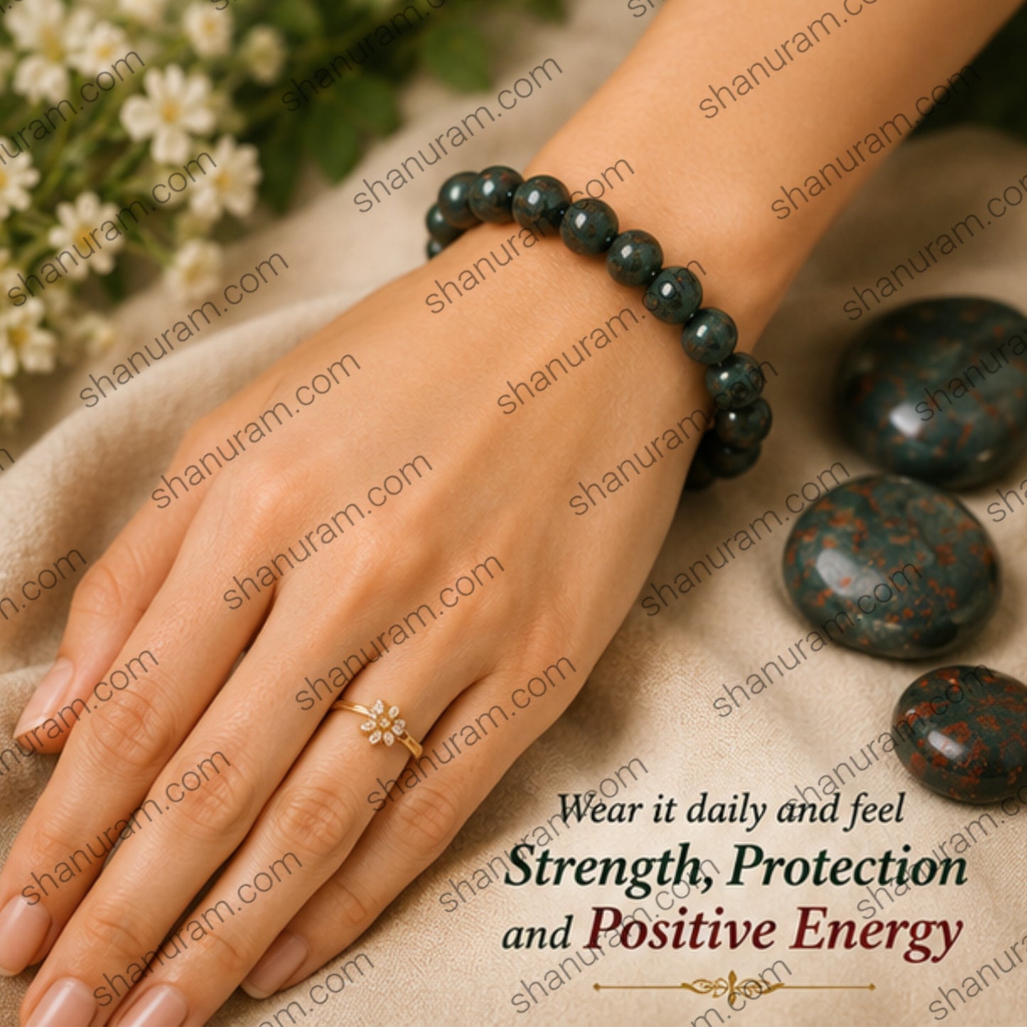 Natural Bloodstone Bracelet – Strength, Protection, Healing & Positive Energy Bracelet