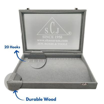 Grey Suede Chain Display Stock Box | Chain Stock Display Box