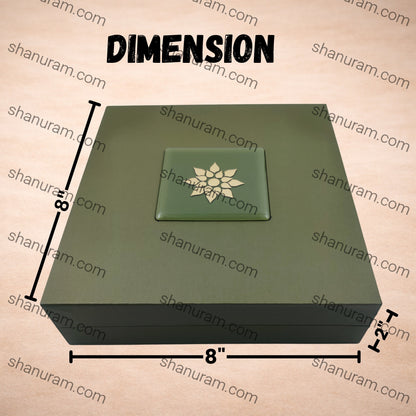 Premium Green Finish Large Necklace Jewellery Box with Cream Suede Interior