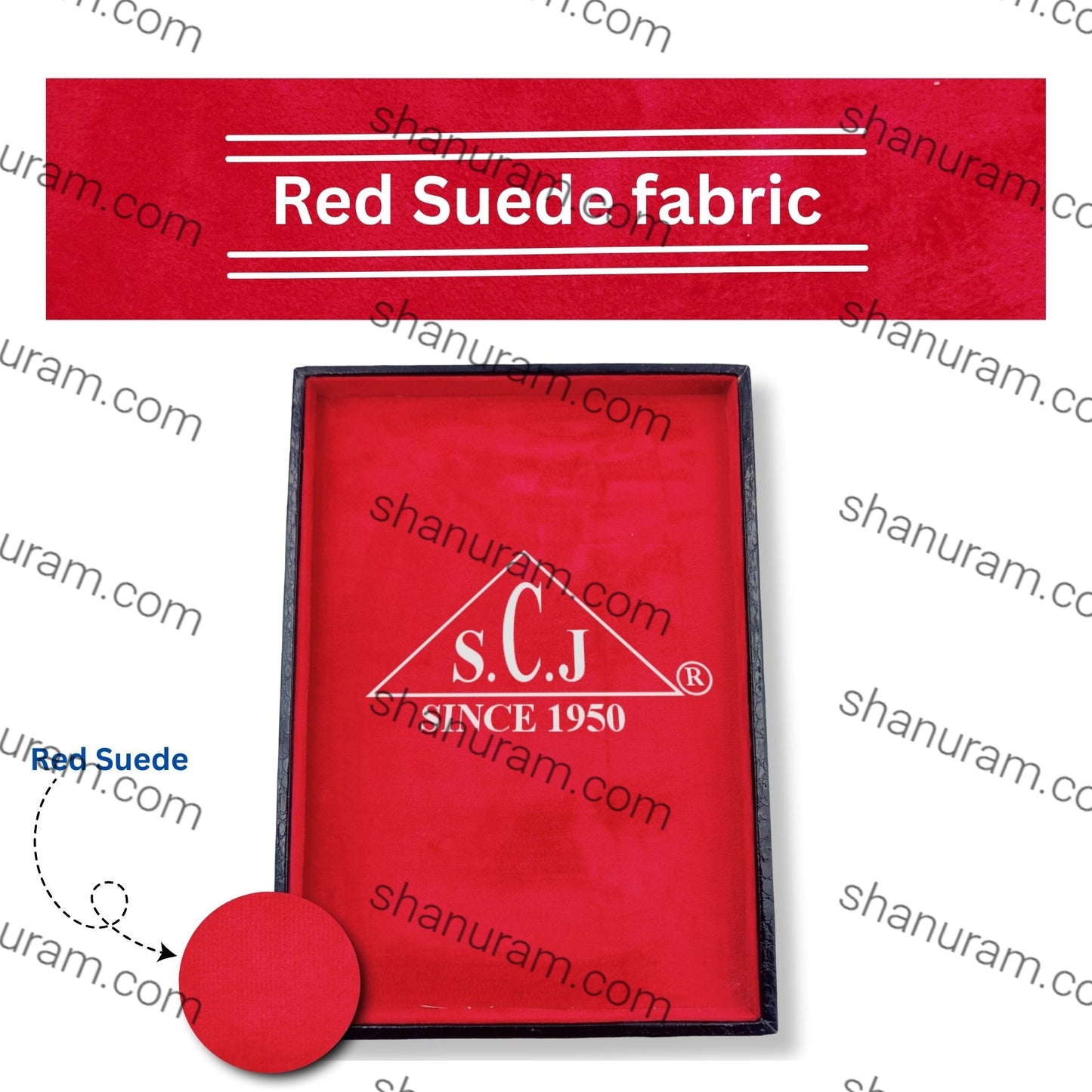 Crocodile red suede fabric Jewellery Display Tray