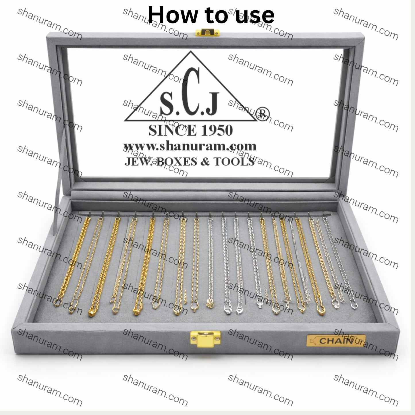 Grey Suede Chain Display Stock Box | Chain Stock Display Box