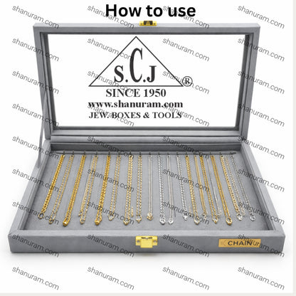 Grey Suede Chain Display Stock Box | Chain Stock Display Box